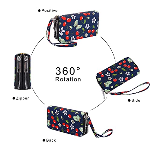 Image of XEYOU Double Zipper Long Clutch Wallet Cellphone Wallet for Women with Removable Wristlet Strap for Credit Card, Cash, Coin, Bill
