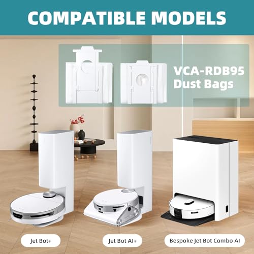Image of 8 Pack VCA-RDB95 Dust Bags Replacement for SAMSUNG Jet Bot AI+ / Jet Bot+ / Bespoke Jet Bot Combo AI Vacuum Clean Station, Jet Bot Vacuum Dust Bag Accessories Parts