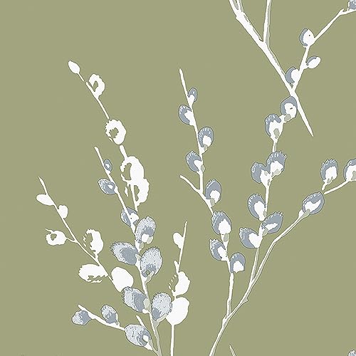 Image of Laura Ashley Pussy Willow Moss Green Wallpaper | Green Floral | Paste the Wall | Eco-Friendly