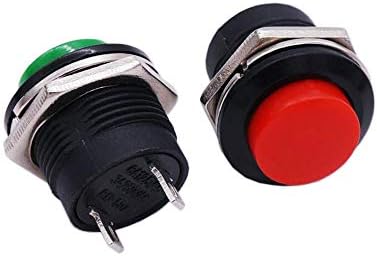 QitinDasen 30Pcs Premium 16mm Plastic Momentary Push Button Switch, ON/Off 2 Pin Round High Head Push Button Switch, Lockless Push Button Switch 3A 250V AC / 6A 125V AC (6 Colors)