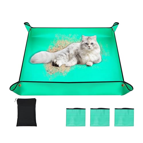 3 Pack Green Travel Litter Box for Cats,Portable Foldable Waterproof