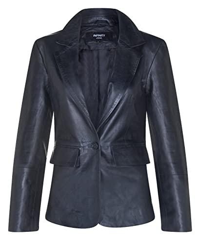 Veste en cuir véritable pour femme : un bouton, coupe classique et élégante
