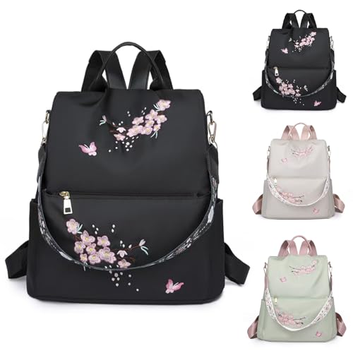 JSNOM Damen Rucksack – Eleganter, Wasserdichter Casual Daypack für Arbeit, Schule und Einkaufen (Schwarz)