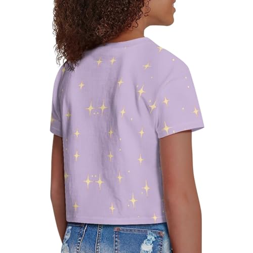 Image of Girls Crop Tees Crew Neck Casual Short Sleeve T Shirts Kids Loose Soft Comfortable Tees Blouses Shirt for Little Girl