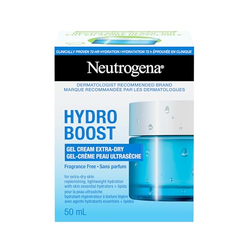 Neutrogena Fragrance Free Hydro Boost Gel Cream for Extra Dry Skin, Hyaluronic Acid Face Moisturizer for Extra-Dry Skin, Sensitive & Acne-Prone Skin Provides Long Lasting Hydration, Non-Comedogenic, 50ml