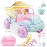 BELLOCHIDDO Beach Toys - Beach Dump Truck Kids Sand Toys with Sand Truck, Bucket, Shovel, Molds, Toddler Sandbox Toys for Boys & Girls