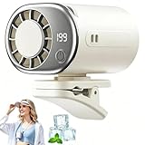 Car Clip On Air Conditioner Fan with LED Display, 2026 New Portable Air Conditioners for Car, 360° Rotation Adjustable Mini Cooling System, Hands-Free Clip on fan for Auto Vehicle, Umbrella (White)