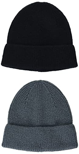Amazon Essentials Men's 2-Pack Knit Hat, Black/Dark Grey, One Size #TOP15