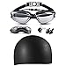 Givovanni Swimming Goggles + Swim Cap for Adult Men Women Girls Youth Kids Child (Black)
