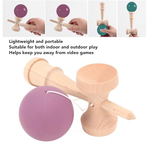 ZASCHMOY Verbessern Sie die Fähigkeiten mit Premium -Holzkendama -Spielzeug für eine Verbesserte Hand Auge Koordination und Reflexe Tragbarer Kendama mit Schnur für Innen und Außenspaß, Lila (Purple)