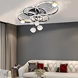 Trutipon Plafonnier Moderne LED Cristal Salon Lampe110cm Télécommande Dimmable Éclairage C...