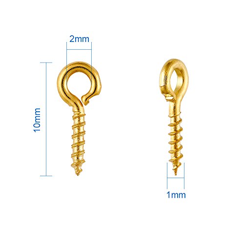 Beadthoven 1Box 3Colors Iron Screw Eye Pin Bail Peg For Half-Drilled Beads Glass Vials Diy Jewelry Making Golden Silver And Platinum Color 10X4X1Mm About 600Pcs/Box #TOP3