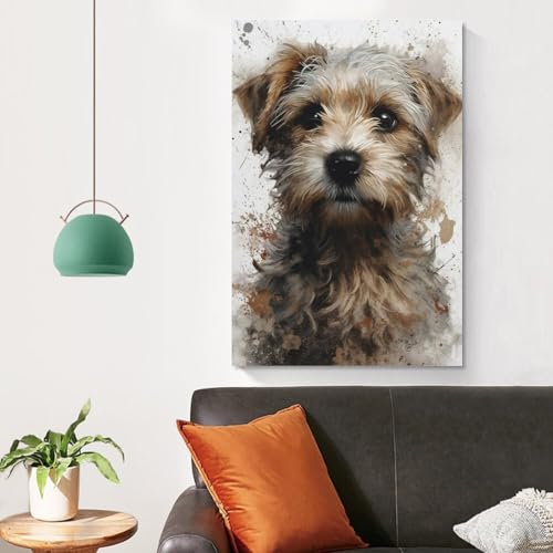 Pinturas decorativas de perro esponjoso con acabado de acuarela de alta gama 4