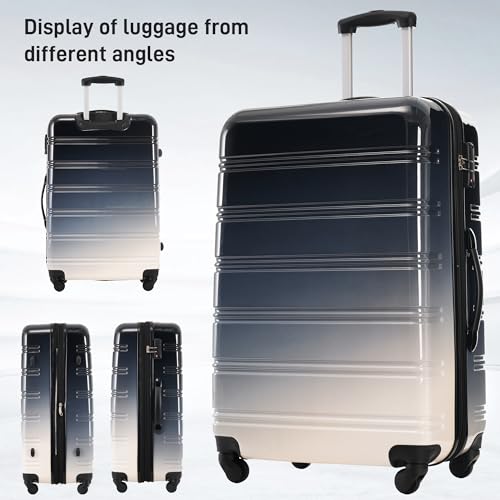 Hardshell Luggage Sets 3 Piece Gradient Color Expandable Suitcase with Spinner Wheels and TSA Lock Lightweight 20" 24" 28" Available,Gradient Black4