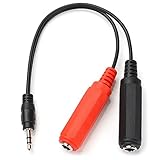 TISINO 3.5mm (1/8 Inch) TRS Stereo Plug / Male to Dual 6.35mm (1/4 Inch) TRS Stereo Jack / Female Y Splitter Cable Patch Cord - 8 Inch / 20cm