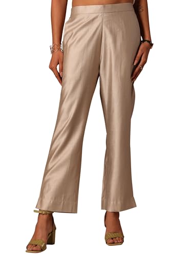 Image of Libas Solid Silk Trousers for Women | Ethnic wear | Occasion Outfit