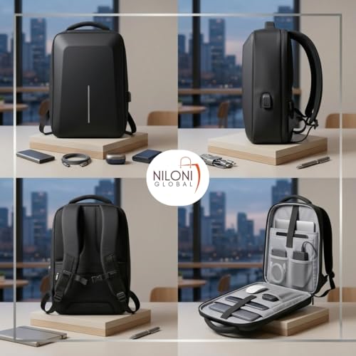Image of Niloni Laptop Backpack 30L - Waterproof Anti-Theft with USB Charging Port | Fits 15.6 inch Laptops | Travel Office College Bag