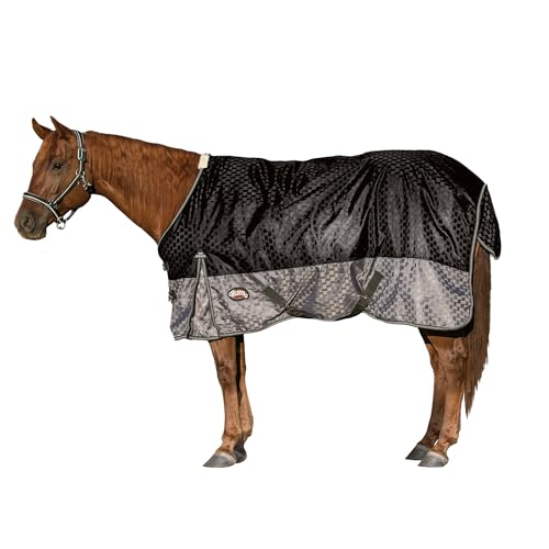 Weaver Equine 1200D Premium Horse Turnout Blanket, 75" Adjustable Waterproof Horse Blanket, Breathable Protective Equestrian Gear, Black