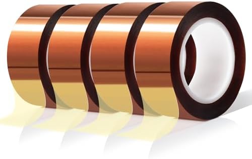 MEBMIK 4 Rolls 20mm x16m(52FT) Heat Tape High Temperature Heat Resistant Tape Heat Transfer Tape for Heat Sublimation Press Vinyl,No Residue