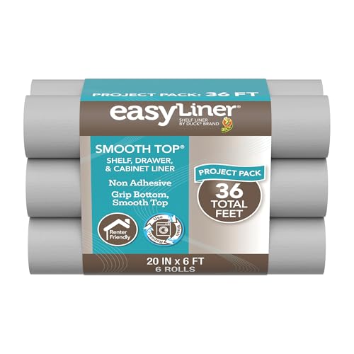 Duck Brand Smooth Top EasyLiner for Cabinets & Drawers - Easy to Install & Cut to Fit - Shelf Paper & Drawer Liner Non-Adhesive - Non Slip Shelf Liner - 20 Inch Width - 36 Total Feet - Gre...