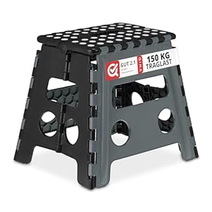 Relaxdays Faltbarer Klapphocker Grau-Schwarz bis 150 kg