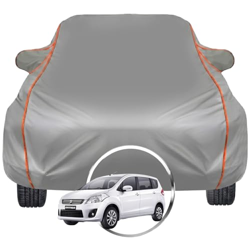 Image of Pivalo Car Cover for Maruti Suzuki Ertiga - Fits All Model & Year | 100% Waterproof All-Weather UV & Paint Protection | Premium 3-Layer Fabric | Triple Stitched with Reflective Piping (Grey)