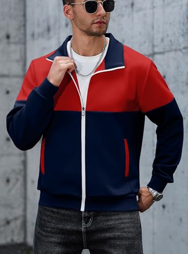 Image of HYPESTFIT Men's Lightweight Casual Bomber Jacket Track Running Athletic Varsity Coat