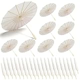 33 Inch White Paper Umbrellas 60 Pack Paper Decorative Chinese Japanese Parasol Umbrella DIY Oiled Painting Umbrellas Crafts for Wedding Bridal Party Decor