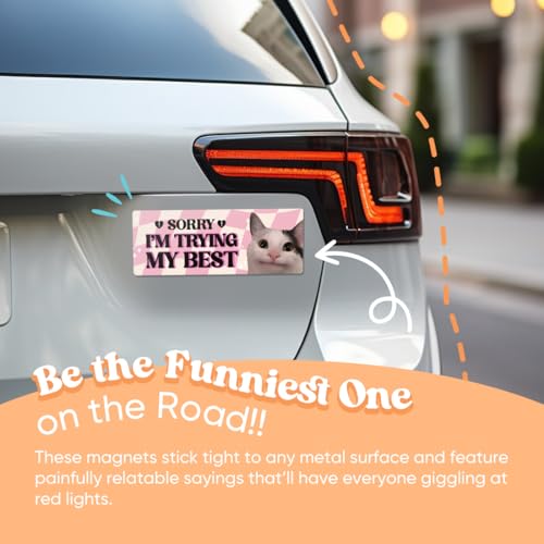 Image of Yoppix 10PCS Funny Cat Meme Car Bumper Magnets, Cute Animal Magnetic Bumper Decals for Adult Magnetic Car Stickers for Vehicles and Trucks