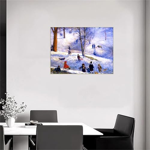 Tableau Sledding William Glackens cadre argenté de qualité supérieure pour décoration salon - 2