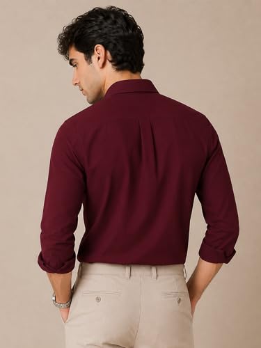 Image of Veirdo Men's Pure Cotton Utility Shirt | Full Sleeve Casual Button-Down with Dual Chest Pockets | Stylish & Comfortable Everyday Wear | Colors: Beige, Black, Maroon, Olive, Rust & White