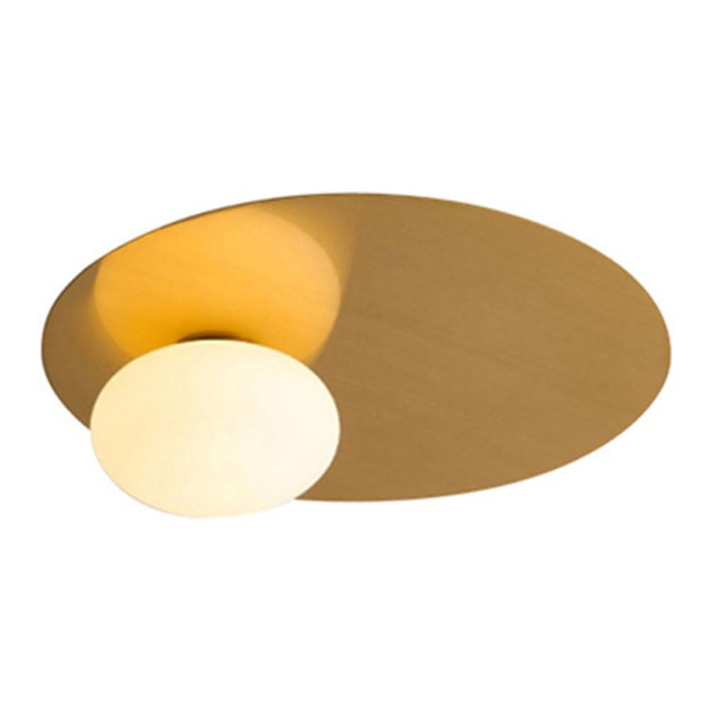 FEITENGDA 14.2 in Nordic Hardware Semi Flush Mount Lamp Creative Round Glass Lampshade Ceiling Light Minimalist Interior Accent Close to Ceiling Lamp for Corridor Balcony Aisle