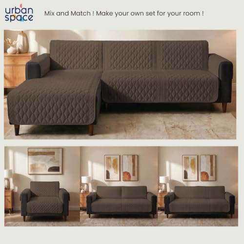 Image of Urban Space Velvet Embroidery Quilted Sofa Cover mat, Premium 3 Seater Non-Slip Sofa slipcover, Easy Care & Machine Washable, Seat Runner for Couch for Living Space (3 Seater - Honeycomb Brown)