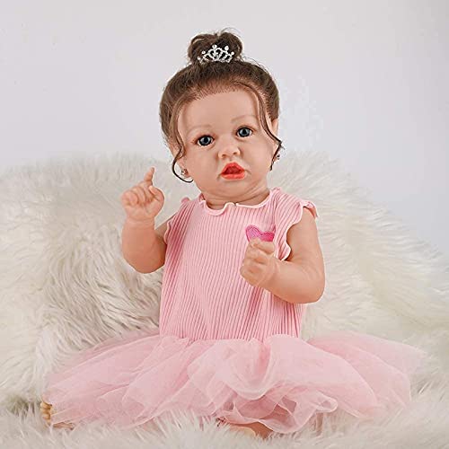 MWKL Lebensechte realistische Badepuppen Nettes Reborn Baby 58cm Reborn Puppe Schöne Simulationspuppe 22 Zoll… – Bild 6