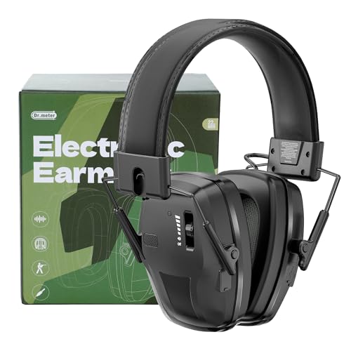 Dr.meter Rechargeable Shooting Protection Earmuffs with 4X Sound Amplification, Automatic