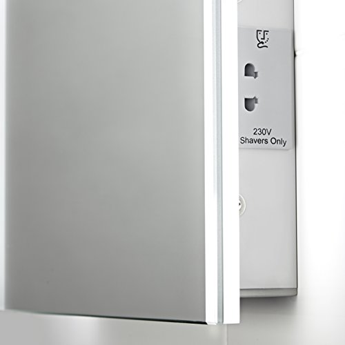 Pebble Grey 390 x 500 mm Bathroom Mirror Bailey LED Illuminated Bathroom Mirror with Shaver Socket & Demister Pad