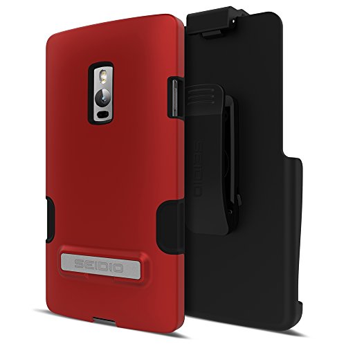 Seidio Dilex Pro With Metal Kickstand Case And Belt-Clip Holster Combo For Oneplus 2 - Carrier Packaging - Garnet Red #TOP30