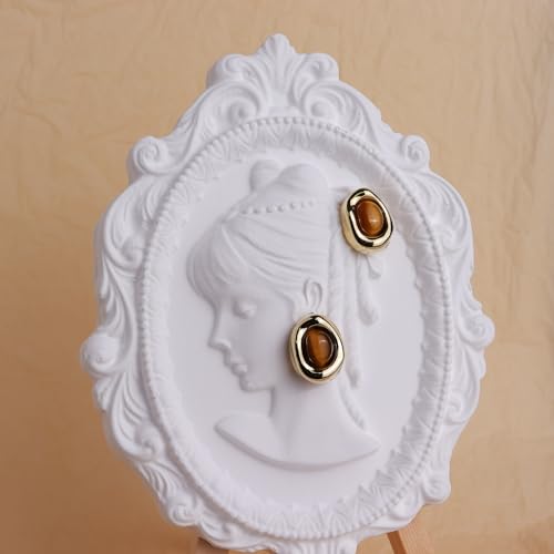 JeanBeau Gold Statement Stud Earrings for Women, Trendy Geometric Saturn Flower Clover Rhinestone CZ Hypoallergenic Earing Valentine Jewelry Gift3