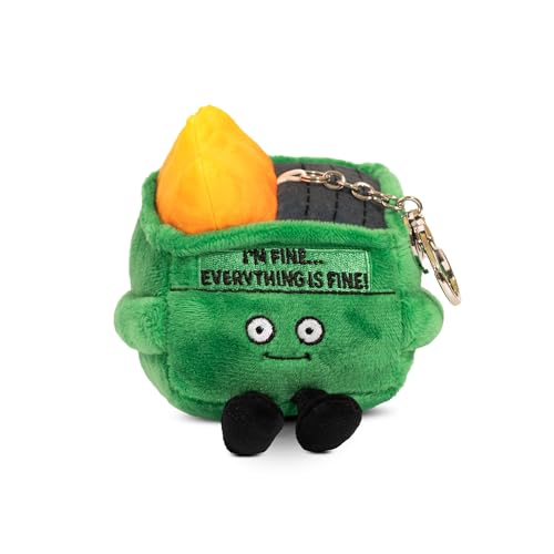 Punchkins Bag Keychains, Plush Accessory and Hanging Decoration for Purse, Handbag, Backpack, Funny Meme Gift (Bites Dumpster - Fine)