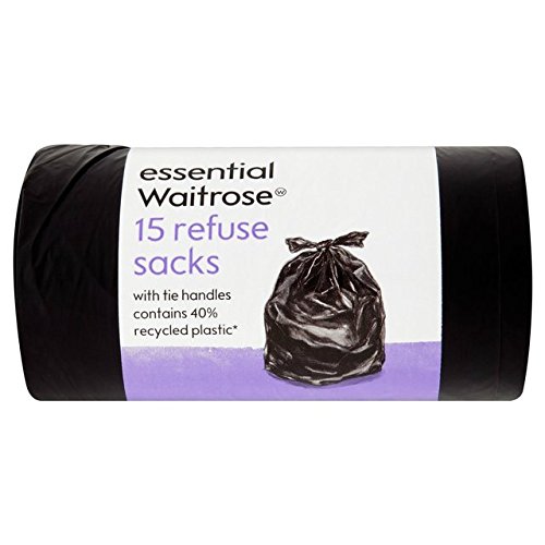 90L Tie Handle Refuse Sacks essential Waitrose 15 per pack