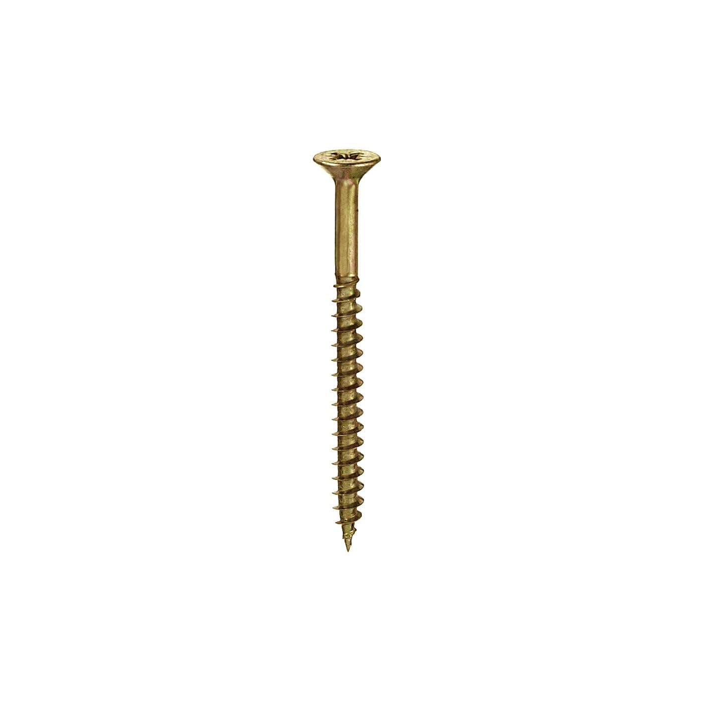 Juego de 150 tornillos de cabeza plana avellanada (T.P.S.) con huella Pozidriv galvanizados amarillos para metal, juego de tornillos profesionales de huella de estrella galvanizados amarillos para