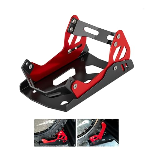 Image of Motorcycle Wheel Chock,Special for Transportation Portable Adjustable 1800 lbs Capacity Front Tire Stand for 8 inch-21 inch Wheel Universal for Most Crusier Sports Dirt Bikes Trailer Truck-Red