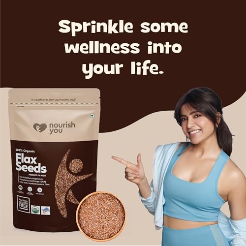 Image of Nourish You Raw Edible flaxseed 250g - Alsi Seeds | 100% Natural flaxseeds for Hair Growth | Raw Seeds for Eating | Source of Iron & Dietary Fibre | Rich in Protein