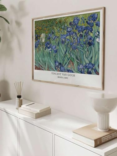 Peinture à l'huile d'iris vintage sur toile premium pour art mural de salon