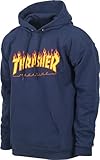 THRASHER Flame Hoodie Navy Small