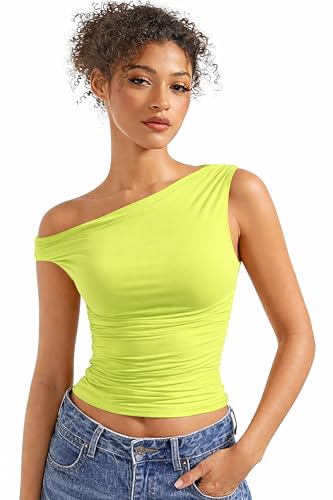 Image of London Hills Off Shoulder Tshirt for Women | Off Shoulder Top for Women Stylish | Concert Tops for Womens | Tops for Women Western | Tops for Woman | Women T-Shirts | Women's One Shoulder Top