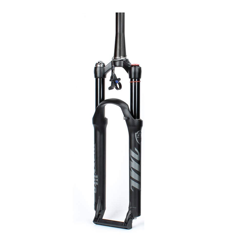 Fourche VTT 26 27,5 29 Pouces Fourche à Suspension VTT Voyage 120 mm, 1-1/8 Tube Droit/Tube Conique Fourches VTT (Verrouillage à Distance Conique, 27,5 Pouces)