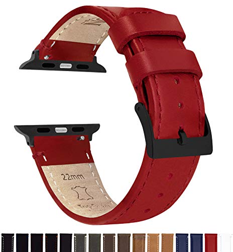 Image of BARTON WATCH BANDS - Top Grain Leather Watch Bands Compatible with Apple Watch Models - 1, 2, 3, 4, 5, 6, 7, 8, 9, 10, SE, Ultra & Ultra 2