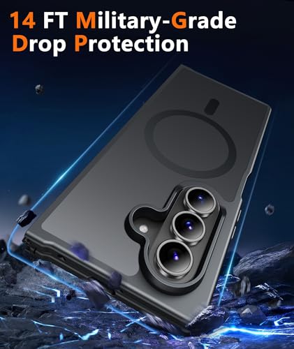 Image of FNTCASE for Samsung Galaxy Z Fold7 Case: [Fit for Magsafe] [Screen Protector] Magnetic Translucent Matte, Military Grade Drop Protection, Shockproof Protective for Fold 7 Phone Cover (Black 8.0 inch)