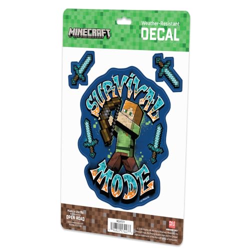 Image of Minecraft Survival Mode Adhesive Vinyl Decal Pack | Gamer Minecraft Stickers for Water Bottle or Laptop, 1 pack (3 count)